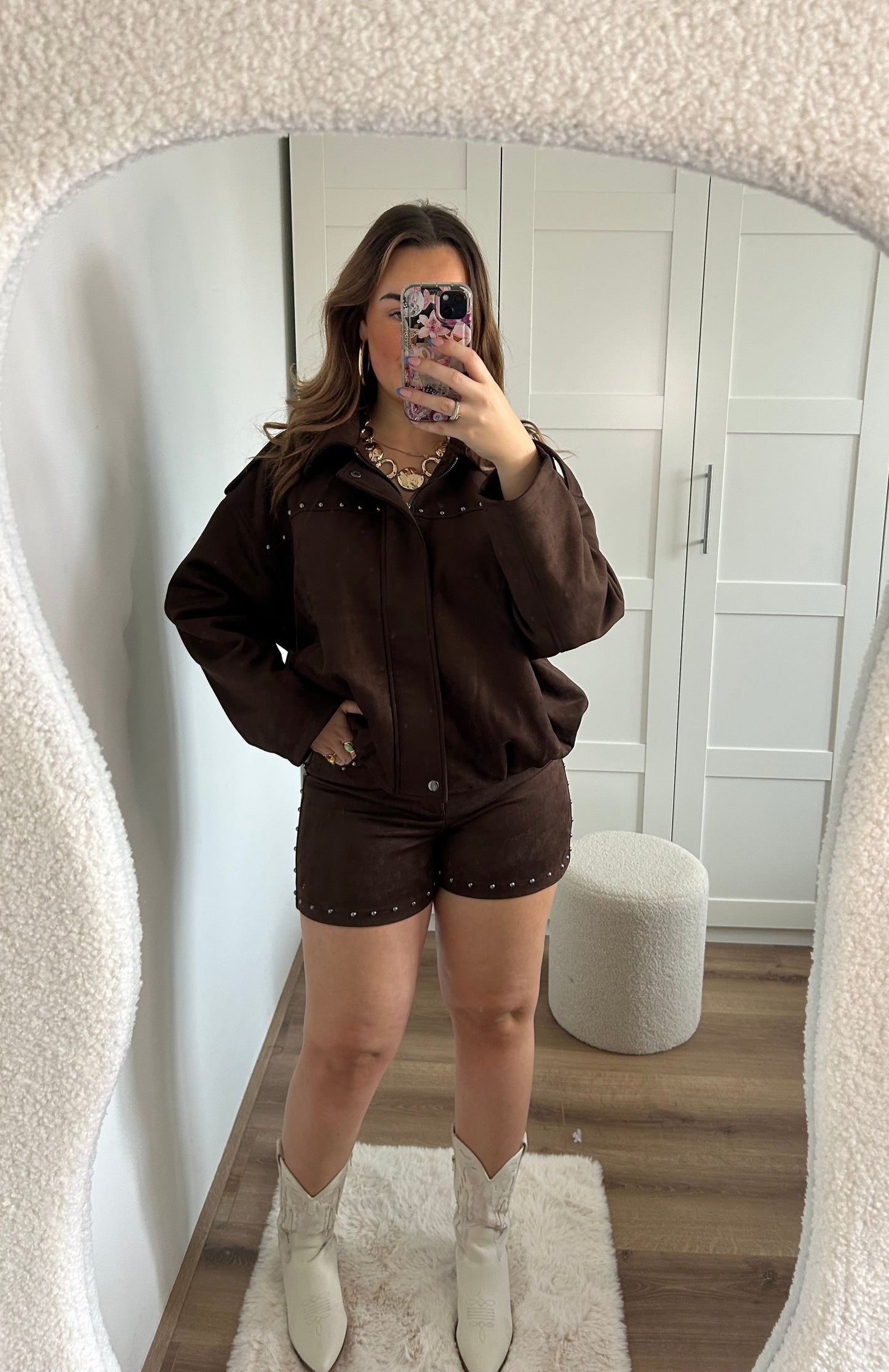 Suède stud pants