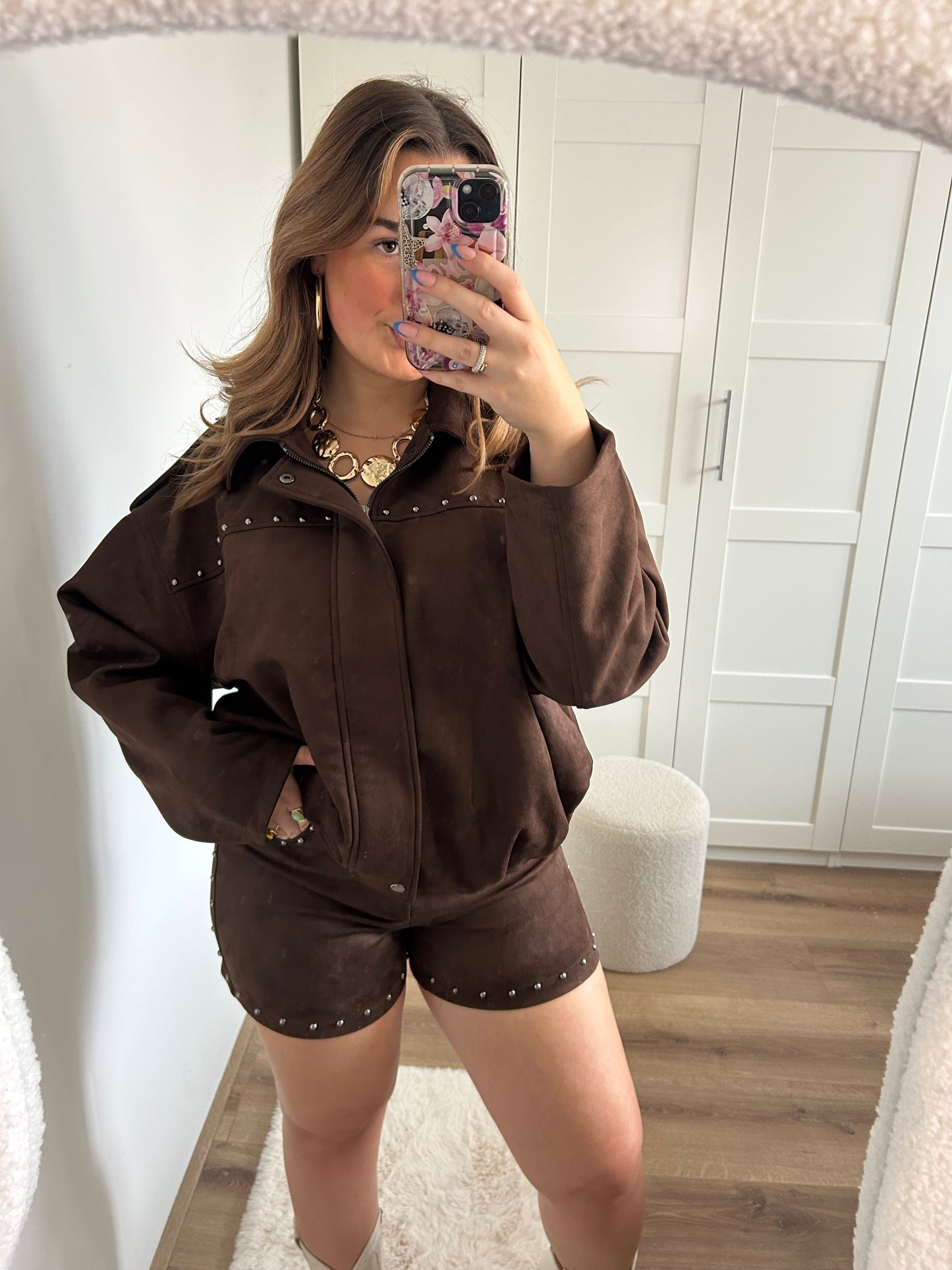 Suède stud pants