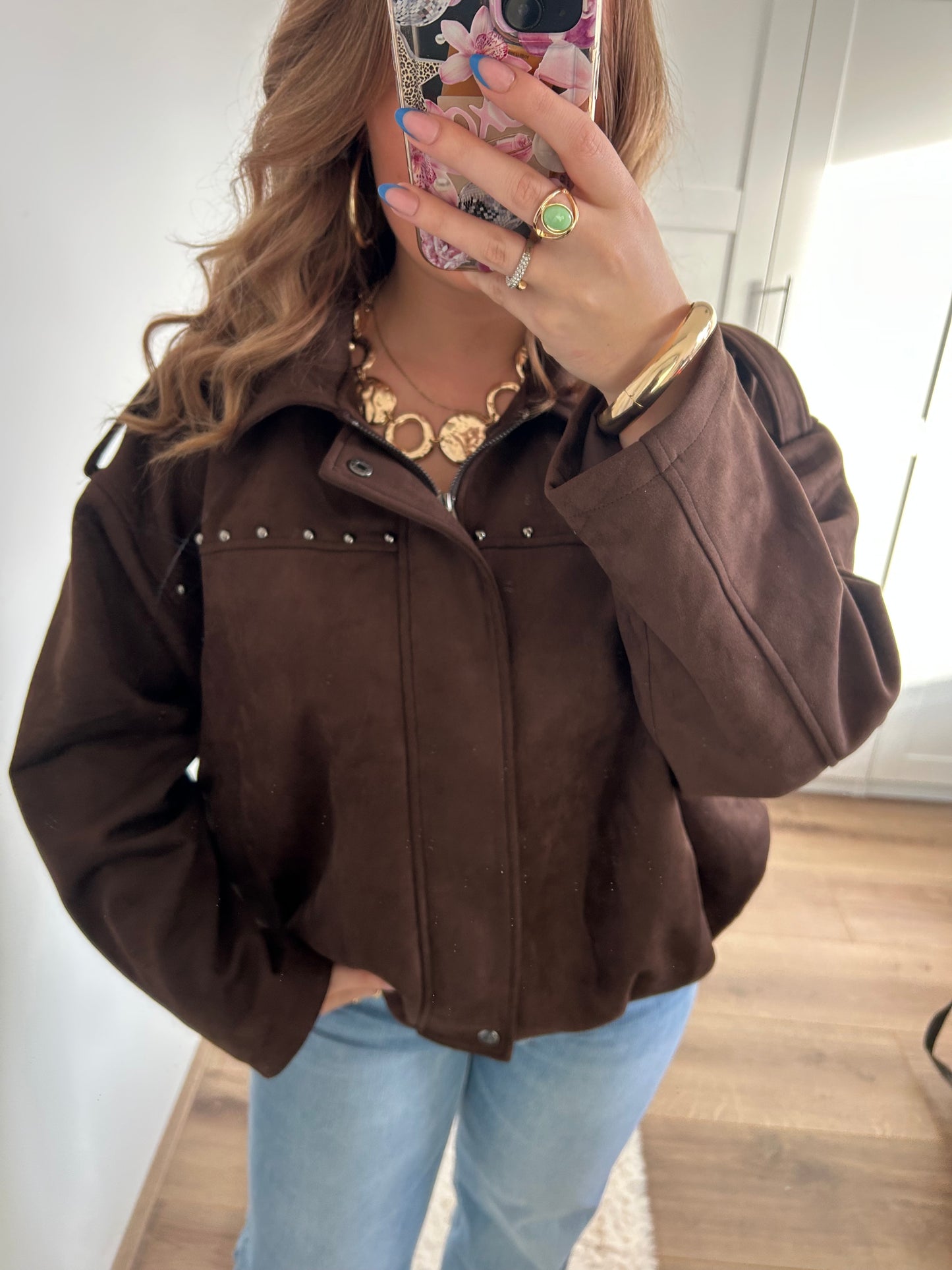 Suède stud jacket