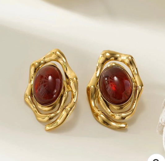 Bordeaux statement oorbellen